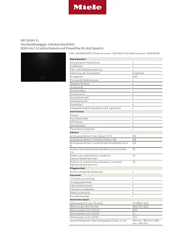 Induktionskochfeld 80 cm - 5 Kochzonen - schwarz - PowerFlex XL-Kochbereich - flächenbündigen oder aufliegenden Einbau