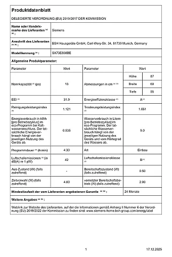 iQ300 XXL Geschirrspüler vollintegrierbarer XXL-Geschirrspüler mit 60 cm Breite und varioScharnier