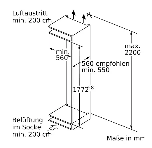 iQ500 Einbau-Kühlschrank 177.5 x 56 cm Flachscharnier mit Softeinzug