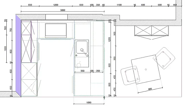 Perlmut U-Küche mit Massivholz Applikationen