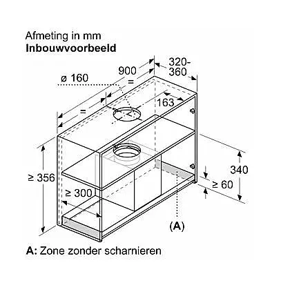 Integrierte Designhaube 90 schwarz