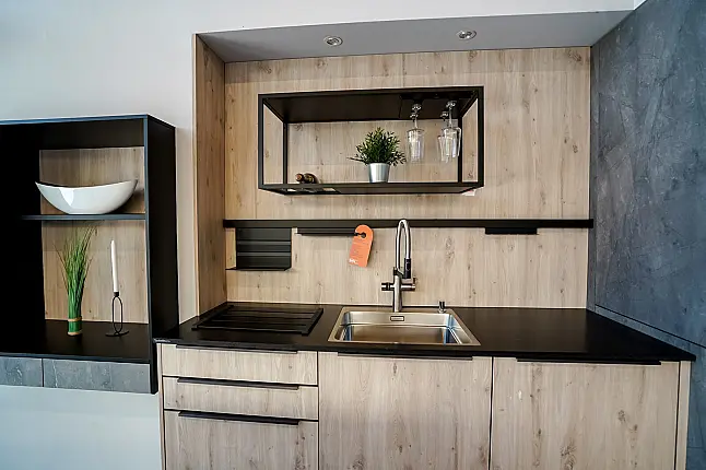 Moderne Inselküche Steinoptik Holz