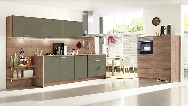 Küche in Olive und Vulkaneiche Farbkombination