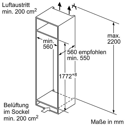 178er Einbaukühlschrank mit Gemüsefach