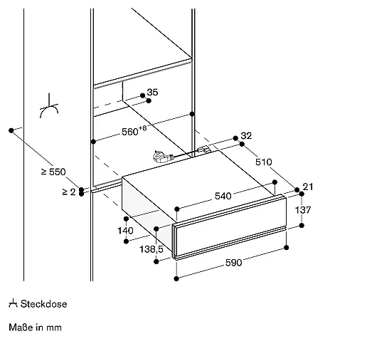 Vakuumierschublade Serie 200 (60×14 cm): Vakuumieren bis 99%, Edelstahl-Kammer, Push-to-Open.