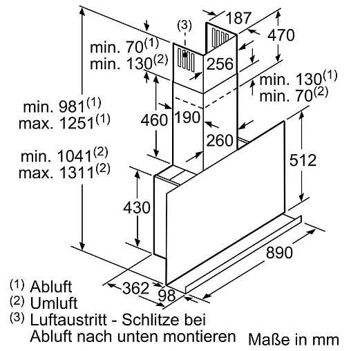 N 90, Wandesse, 90 cm, Klarglas schwarz bedruckt