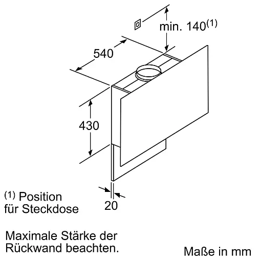 N 90, Wandesse, 90 cm, Klarglas schwarz bedruckt