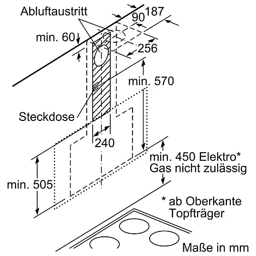 N 90, Wandesse, 90 cm, Klarglas schwarz bedruckt
