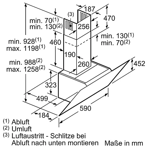 Serie 4, Wandesse, 60 cm, Klarglas schwarz bedruckt