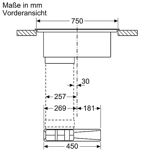 Bosch accentline Serie 6 Kochfeld mit Dunstabzug (Induktion) 80 cm Mattschwarz, Mit Rahmen aufliegend