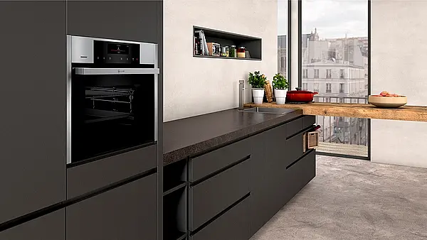 N 90 Kompakt-Dampfbackofen 60 x 45 cm Edelstahl FullSteam mit HomeConnect