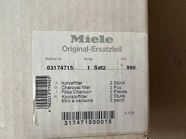 NEU OVP Miele Aktivkohlefilter DKF2 Art.03174715 (2 Stück)