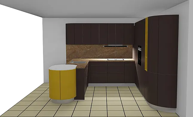 CONTUR Luxus-Musterküche mit Granit Kashmir Gold | Miele Weinklimaschrank, Siemens iQ700