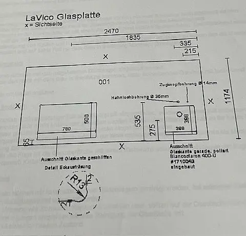 - Insel mit Gaggenau Induktionskochfeld und Glas LaVico lageto Arbeitsplatte