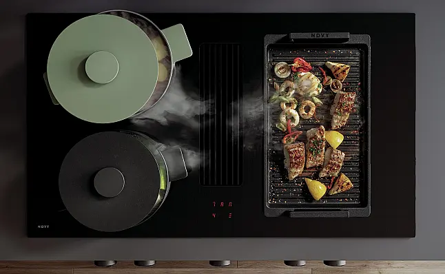 Novy Muldenlüfter Easy  - Induktionskochfeld Pro Prestige 90 cm 4 Kochzonen