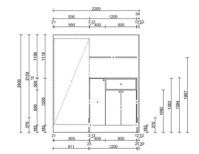 Garderobe Betonoptik | 220 cm | Neu &amp; vormontiert
