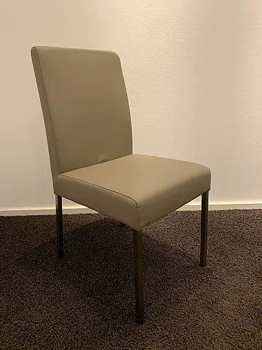 Dezenter Stuhl in Kunstleder Schlamm dunkel mit Edelstahl-Gestell- Preise reduziert!/H