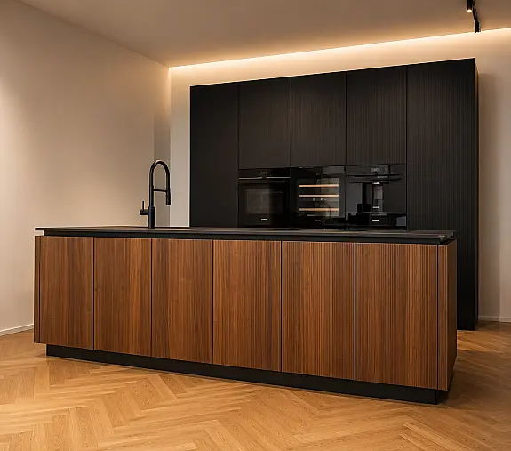 Design Küche Echtholzfurnier Nußbaum Furnier