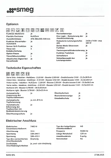 Induktionskochfeld SMEG SIM1644DG Glas Neptune Grey Neu OVP