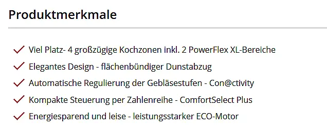Induktionskochfeld mit Dunstabzug
