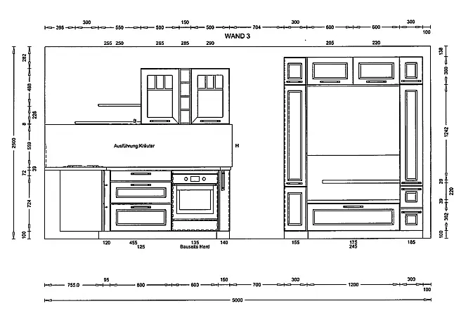 Landhausküche mit Sitzplatz und Sideboard