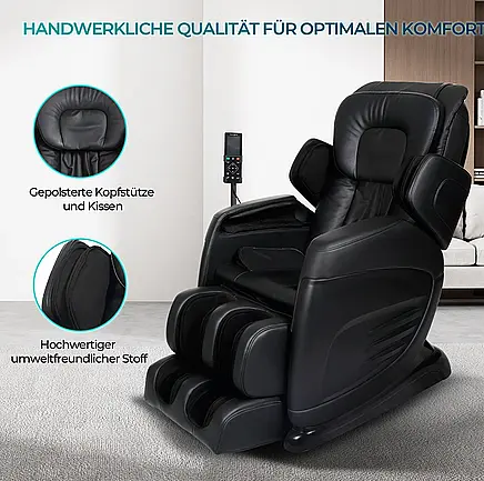 hochwertiger Shiatsu Massagesessel in schwarz
