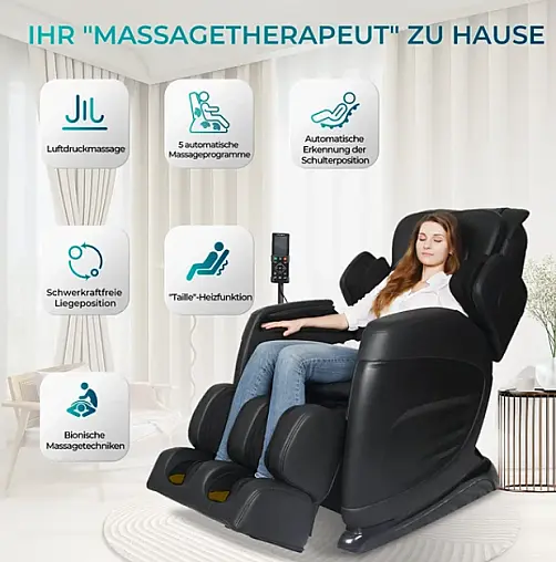 hochwertiger Shiatsu Massagesessel in schwarz