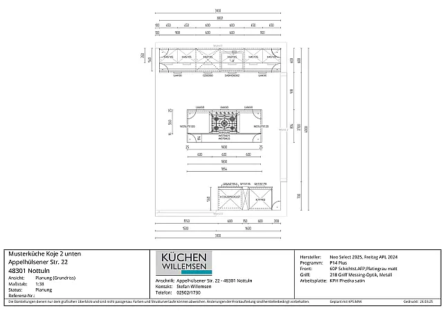 Moderne Küchenzeilen mit Kochinsel (Anti Finger Print)