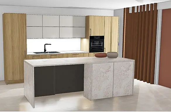 Küchenzeilen mit Insel AV 3050 Granit-beige HK1324