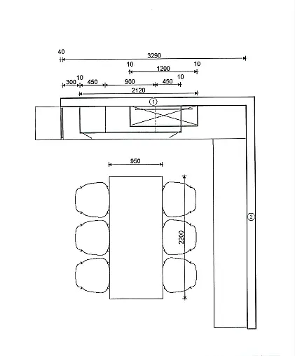 Exklusives Esszimmer - Messestück - Sideboard - Tischgruppe mit 6 Stühlen- indirekte LED-Beleuchtung