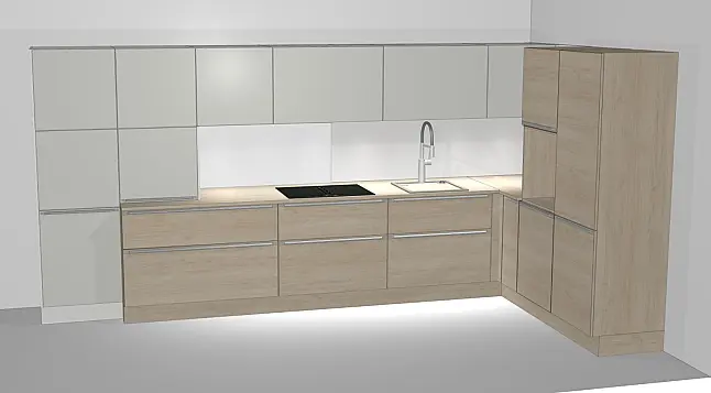 hochwertig ausgestattete L-Küche in zeitlosem Design