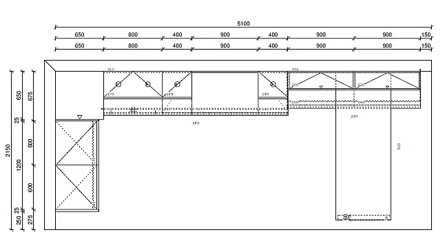U-Küche mit integriertem Ansetztisch im eleganten Beton-Look und atmosphärischer LED-Beleuchtung