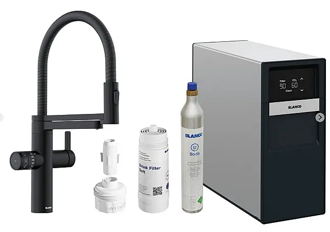 BLANCO EVOL-S Pro Soda Armatur mit Filtersystem – schwarz matt (Art.-Nr. 526633) | Neuware