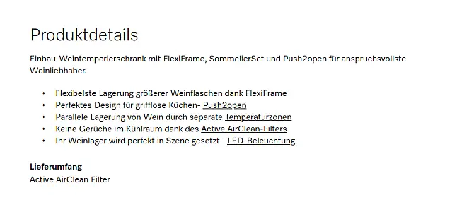 hochwertiger Einbau-Weinkühlschrank