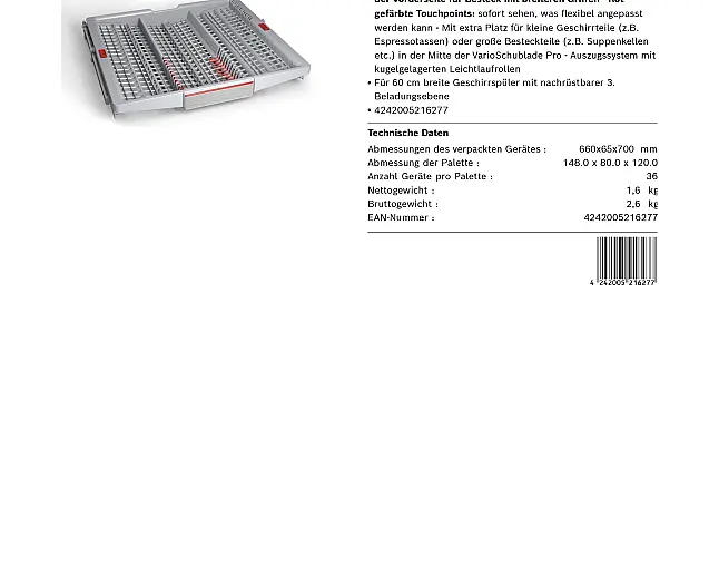 BOSCH Vario-Schublade für Geschirrspüler