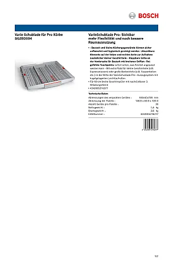 BOSCH Vario-Schublade für Geschirrspüler