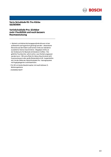 BOSCH Vario-Schublade für Geschirrspüler