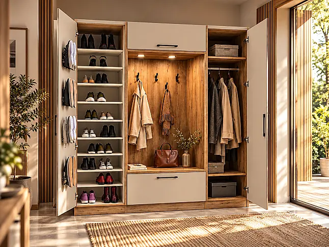 Nolte Garderobe 200 cm Neu&amp;OVP Manhattan Uni Sahara &amp; Vulkaneiche