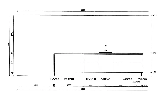 AV 2070 Metallic hell gebürstet Lacklaminat + AV6000 GL samt Blau Mattlack - Systemat Smart Architektur Design