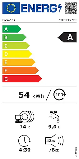 Siemens iQ300, Vollintegrierter Geschirrspüler, 60 cm, XXL, varioScharnier für besondere Einbausituationen SX73EX22CE (Lager/NB)