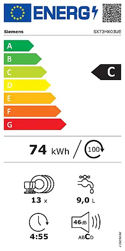 iQ300, Vollintegrierter Geschirrspüler, 60 cm, XXL,varioScharnier für besondere Einbausituationen SX73HX03UE (Lager/NB)