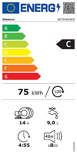 Siemens iQ300, Vollintegrierter Geschirrspüler, 60 cm, XXL, SX73HX16CE (Lager)