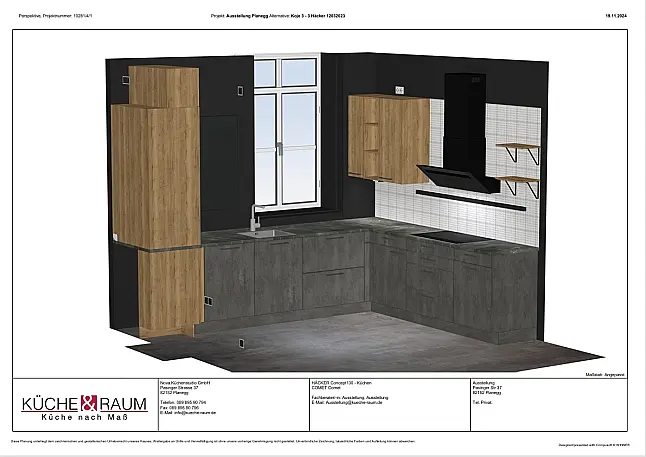 U Küche Häcker Concept 78er Korpus und Natursteinplatte
