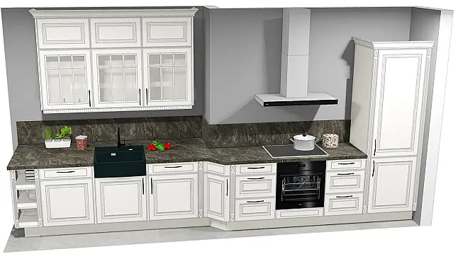 Zeitlos modene Landhausküche in trendigem Magnolia gewischt