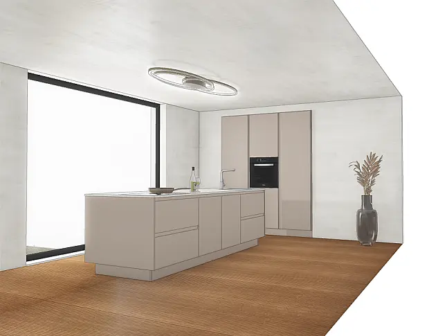 mit Quarzstein-Arbeitsplatte und Geräten von Bora und Miele