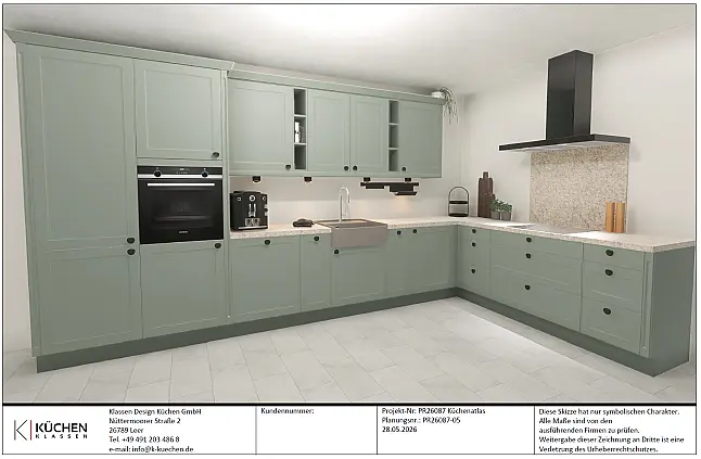Landhaus trifft modernen Look mit Granitarbeitsplatte