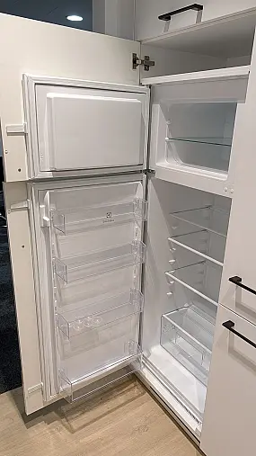 Uni Gloss Hochglanzküche Weiß mit Holzoptik inkl. Geräte