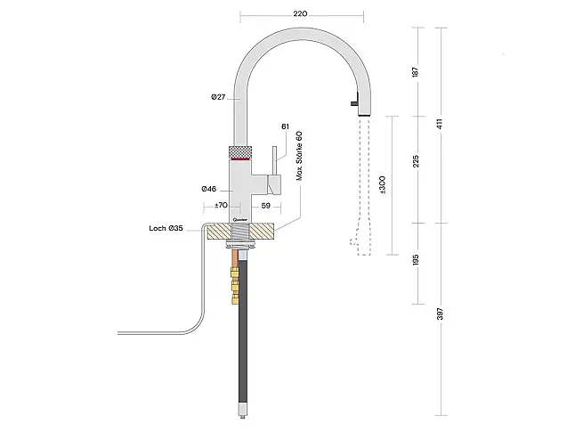 Quooker COMBI &amp; CUBE | Flex RVS (Voll-Edelstahl) inkl. Cube-Filte