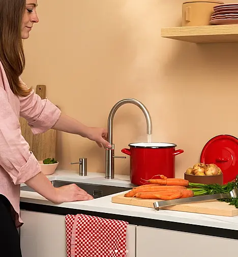 Quooker Fusion Round (Voll-Edelstahl) inkl. PRO3 &amp; CUBE – Das 5-in-1 Komplettset