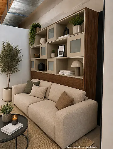 Häcker Wohnwand Walnuss Natur / Steinbeige – neuwertig – statt 5.999 € nur 1.999 €